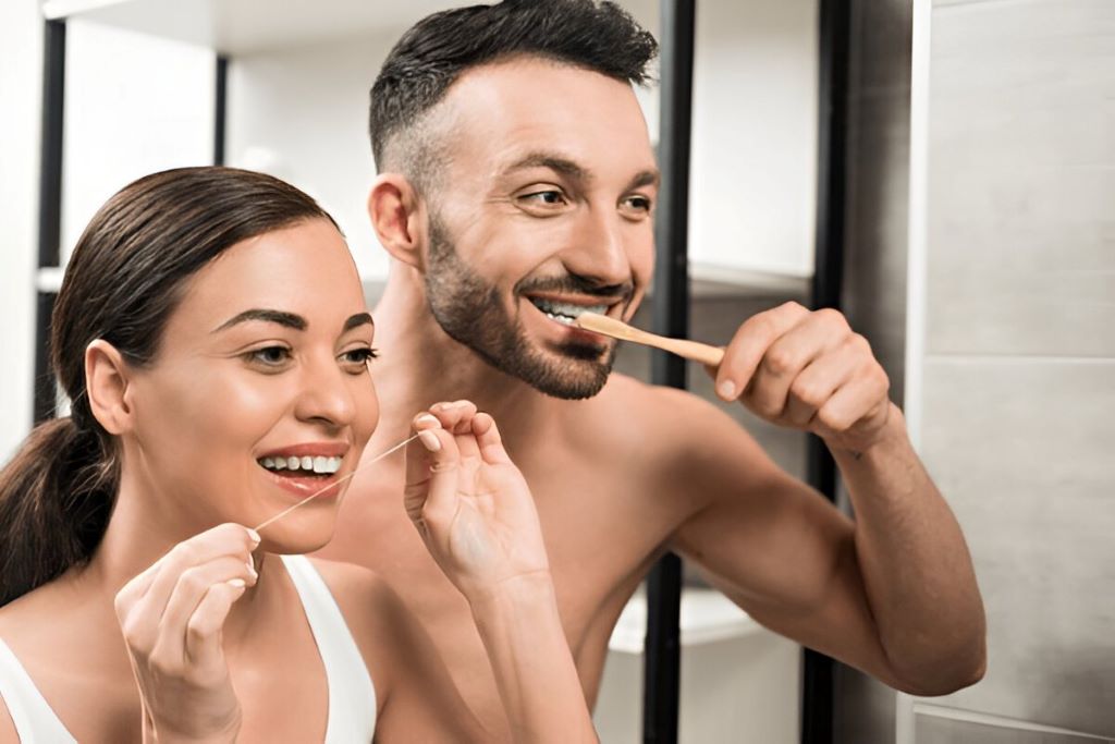 brushing and flossing